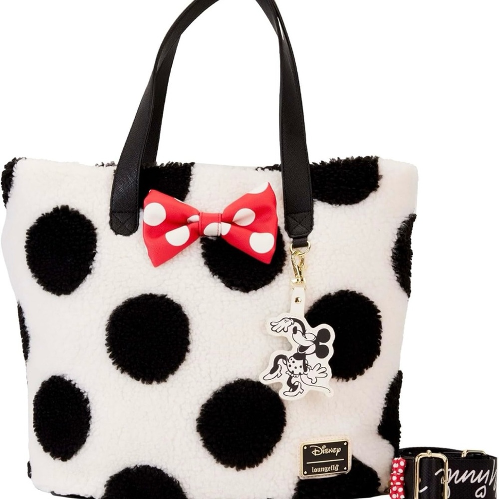 Disney Loungefly Minnie Mouse Fur Polka Dot Tote Bag